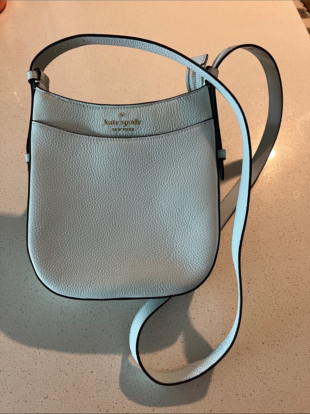 kate spade light blue pebbled leather crossbody bag